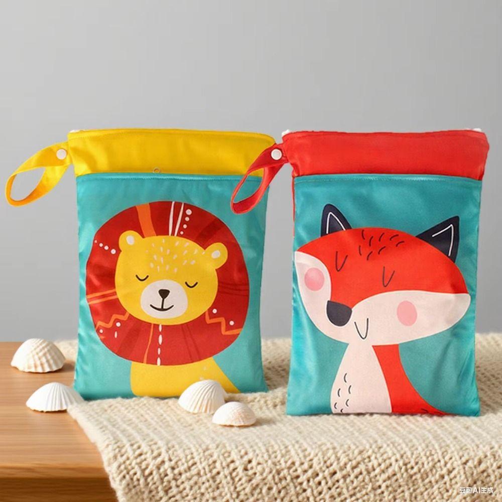 Waterproof Wet Dry Bag Cartoon Diaper Nappy Bag Stroller Bags Wet Storage Bag Gym