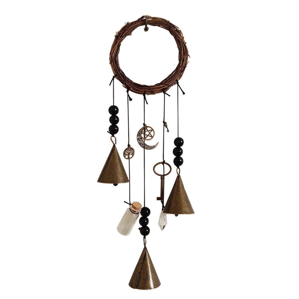 Witch Bells for Door Knob Protection Witch Wind Chime Door Hanger Handmade Rattan Hanging Ornament Witchcraft Home Decor