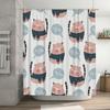 Whimsical Cat Shower Curtain Pink Black Striped Feline Print Polyester Fabric Waterproof Home Decor Item For Bathroom
