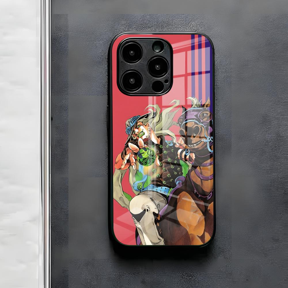 Funda de Teléfono JoJo's Bizarre Adventure Para IPhone 17 Air 16 E Pro Max 15 14 13 Mini 12 Pro 11 Max Plus Cubierta de Vidrio Negro