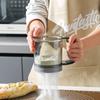LMETJMA Handled Semi-automatic Flour Sifter 2 Cups Flour Sieve Sugar Sifter Powder Shaker Fine Mesh with Hand Press Design JT109