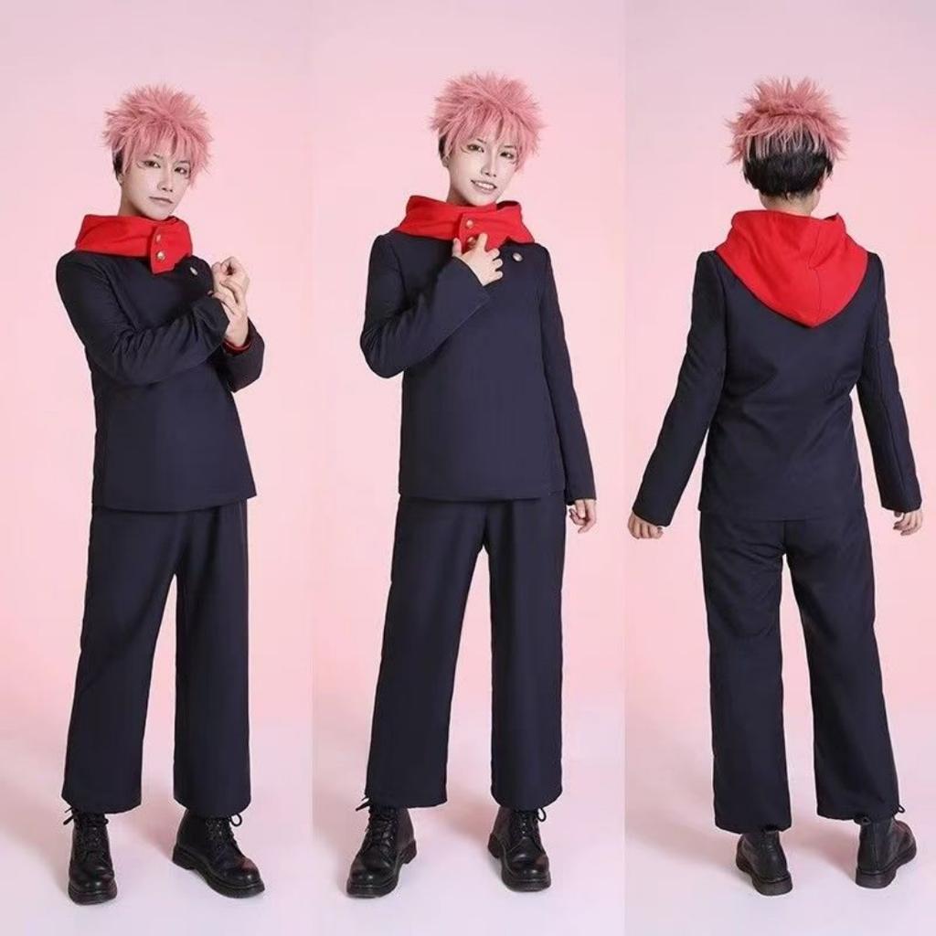 Anime Tokyo Itadori Yuji Cosplay Costume with Hooded Pants For Halloween Outfit School Carnival Uniform