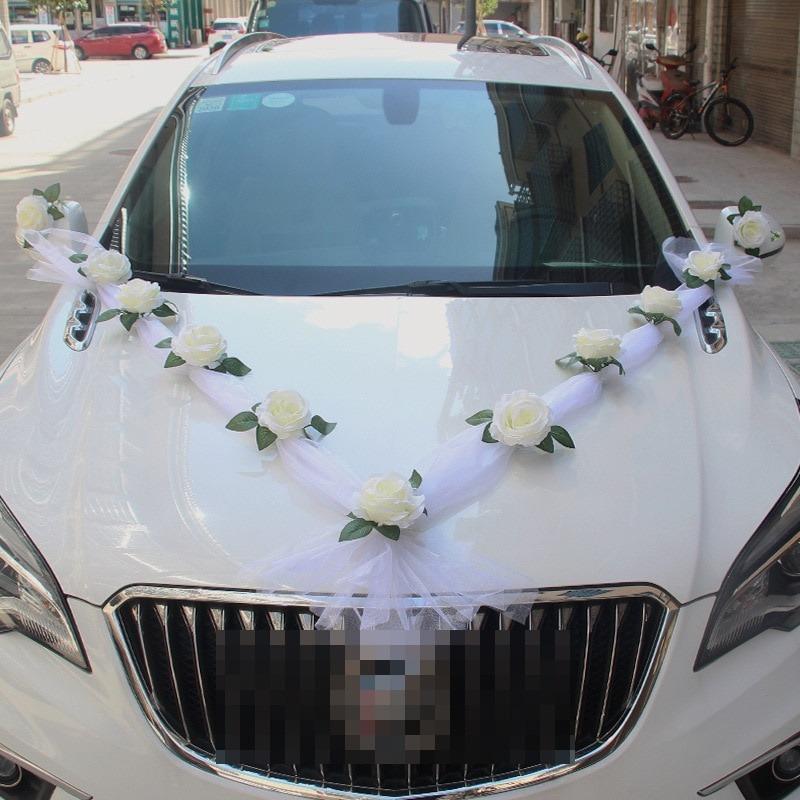 Свадебный Автомобильный Флот Декорация Цветочный Набор Свадебный Заместитель Основной Автомобиль Передний Праздничный Декор Свадебное Приветствие Расходные Материалы Beige