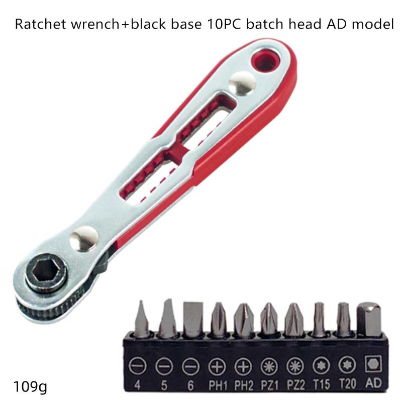 Bidirectional Ratchet Wrench Set with 10 Replaceable Screwdriver Bits High Hardness Durable Tool Kit for Professional Handymen