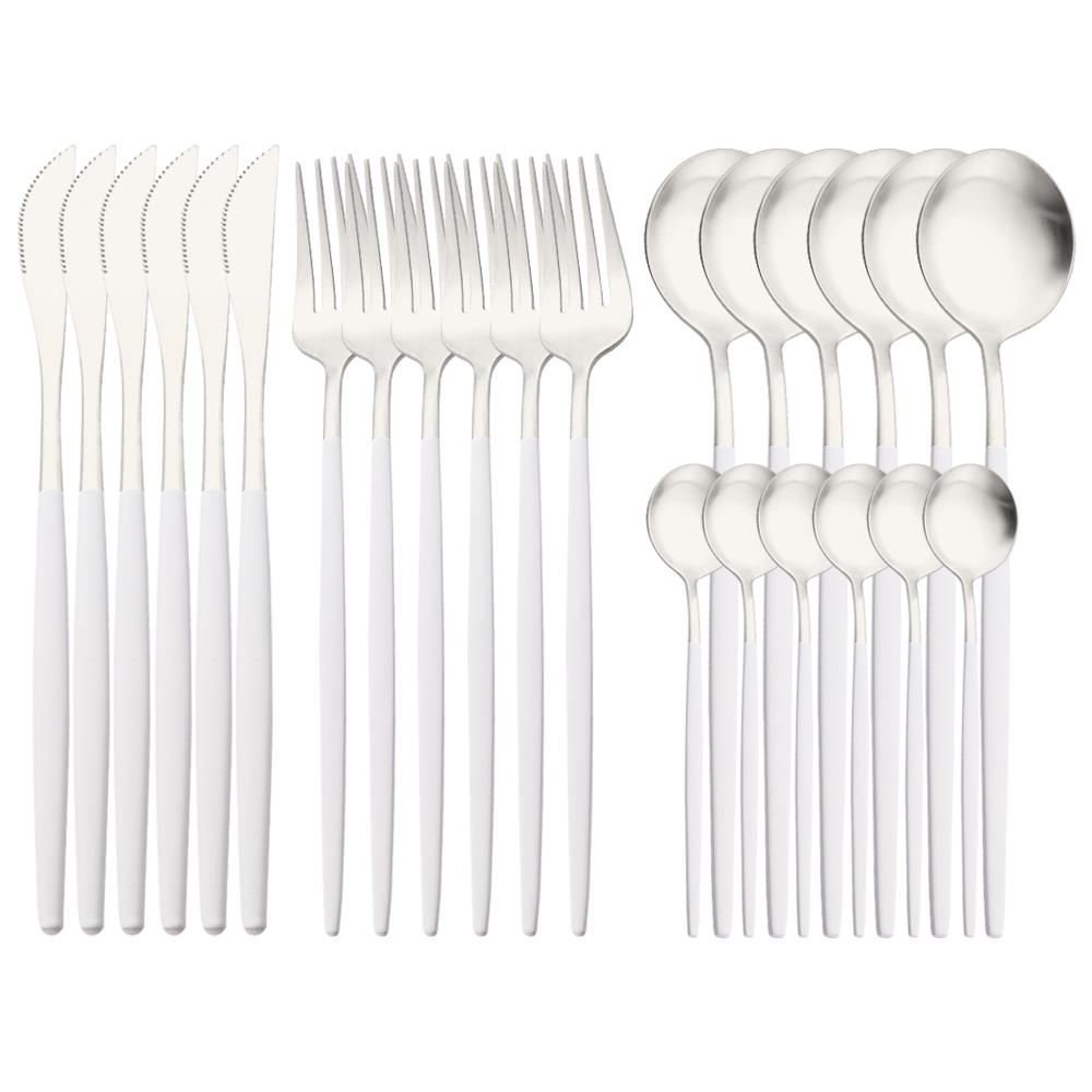 24Pcs Rainbow Cutlery Set 304 Stainless Steel Flatware Silverware Set Knife/Fork/Spoon/Teaspoon Tableware Set for Home