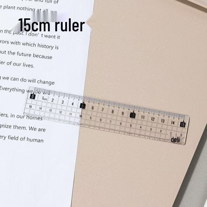 Deli Acrylic 15cm Transparent Ruler for Students and Children - High-Quality Measurement Tool