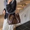 Lightweight Drawstring PU New Shoulder Bags High Quality Fashi Versatile Solid Color Sewing Thread Women's Crossbody Bags