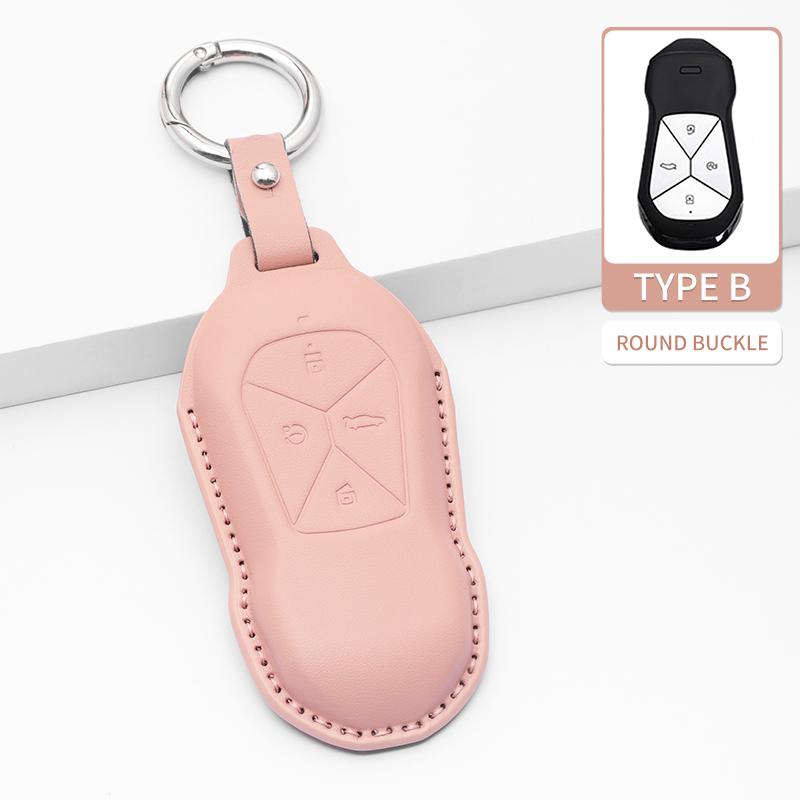 Interior Mouldings Leather Car Key Case Cover Protector Shell Fob Accessories Leather Car Remote Key Case Cover for Xiaopeng Xpe