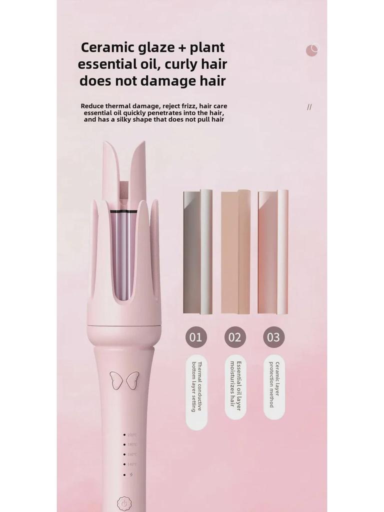 New Double Groove Wave Automatic Curling Iron - Negative Ion Technology for Hair Care, Prevents Damage.
