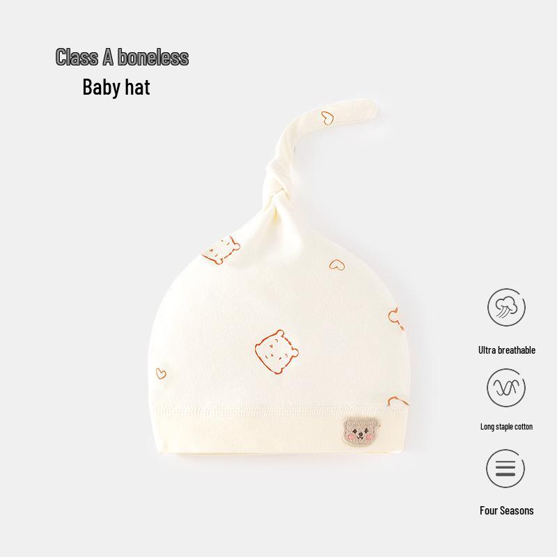 Polka Dot Pure Cotton Baby Hat 0-6 Months for Autumn & Winter