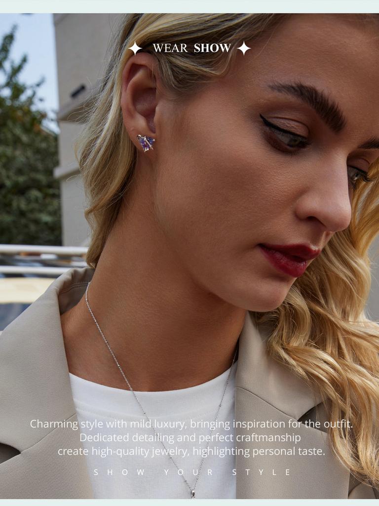 BAMOER 925 Sterlingové stříbro Gradientní hvězdné puzetové náušnice Romantické náušnice lásky pro ženy Dívčí dárek Jemné šperky Každodenní nošení