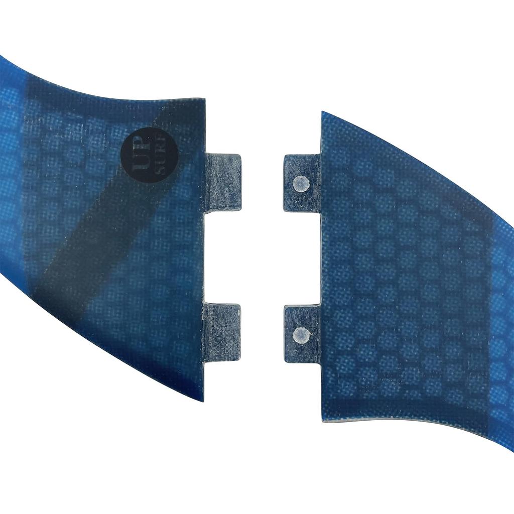UPSURF Surfboard Fins, 5-Fin Set, Double Tabs Compatible, K2.1 Size, Carbon Fiber (Blue)