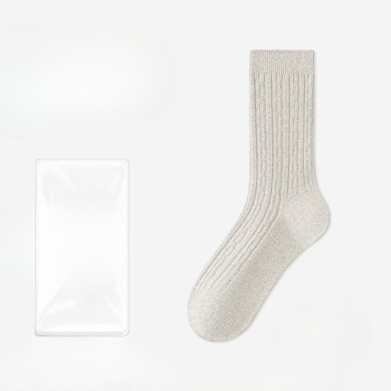 Female Spring and Autumn Warm Cotton Sweat Absorbing Deodorizing Anti Pilling Long Tube Stack Socks