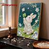 5D Frameless Pearl Painting Rabbit and Flower Diy Handmade Sticky Diamond Creative Canvas Art Painting Bedroom Decoration Living Room Hanging Painting