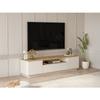 Meuble TV avec 3 portes et 1 niche - Beige et naturel - LOTULA