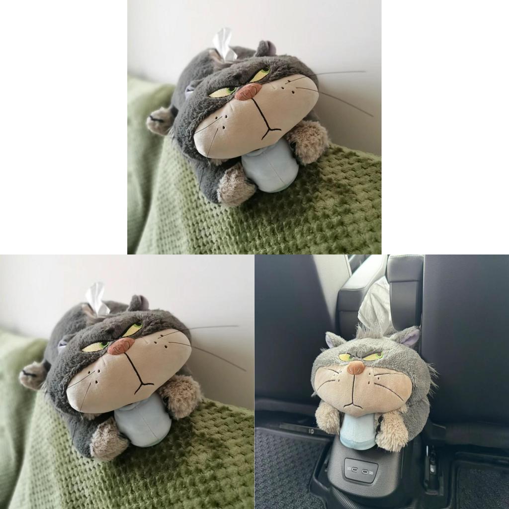 Cat Plush Tissue Box Cover Cute Cartoon Cat Tissue Holder For Home Car Interior Decor