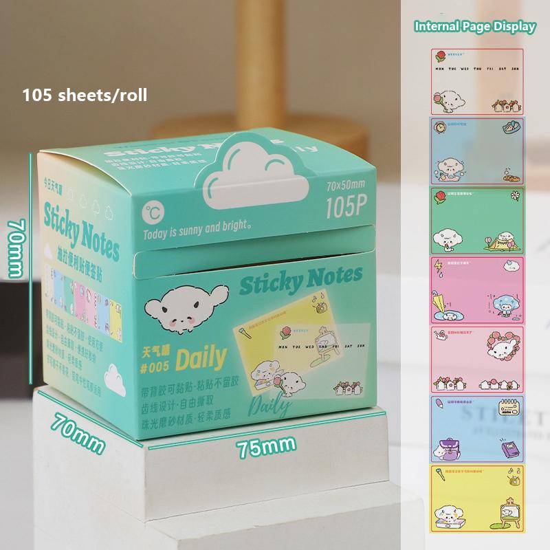 

105 листов Мультяшные прозрачные липкие заметки Каваий выдвижной блок для заметок Бумага Бумага для сообщений Милые наклейки для блокнота Подарки