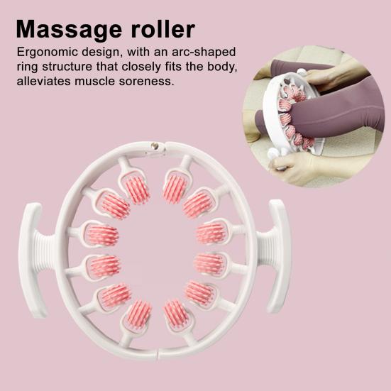 Anti-Cellulite Leg Massage Roller Lymphatic Drainage Deep Tissue Therapy Thighs Arm Back Shoulder Muscle Relaxation Massage Tool with 12 Rollers
