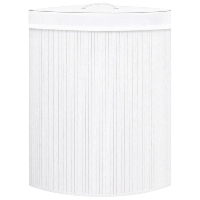 VidaXL Panier à linge d'angle Bambou Blanc 60 L