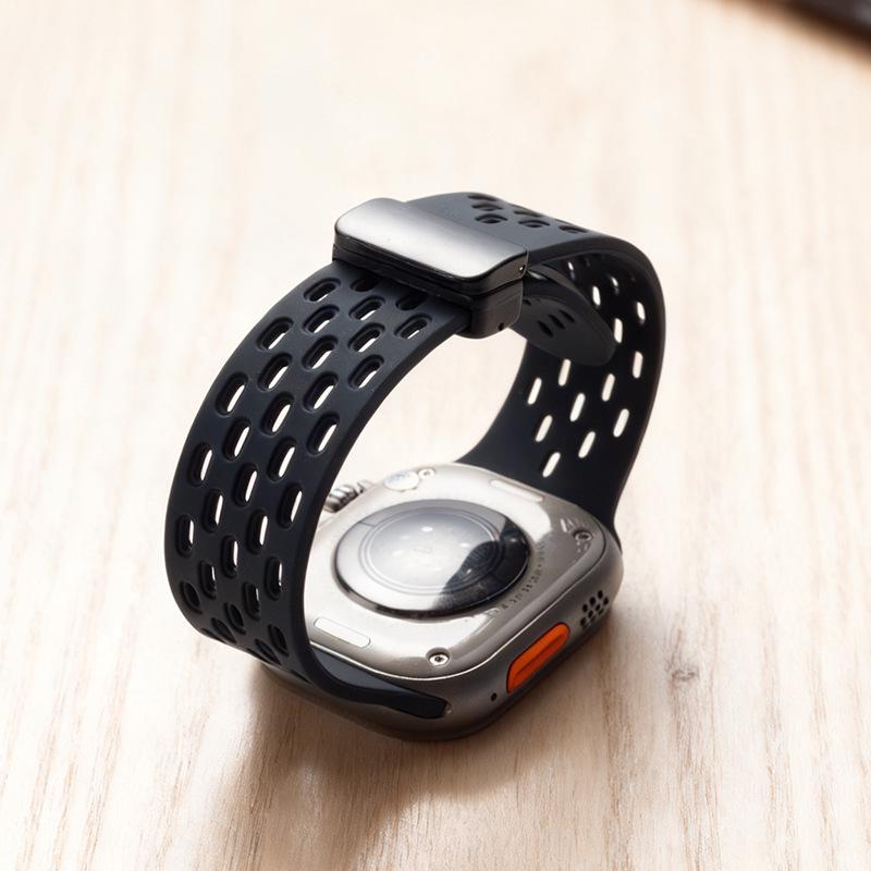 Apple S11 Ultra Single-Loop Sports iWatch Strap: Breathable Magnetic Buckle Silicone Wristband