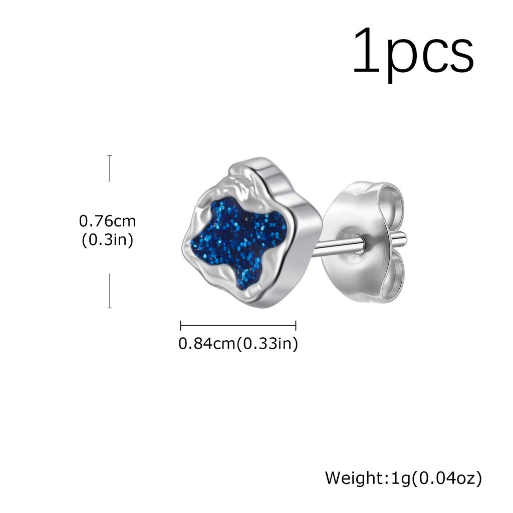 Fashion Punk Black Blue Irregular Geometric Metal Small Stud Earrings Trendy Waterproof Piercing Jewelry for Men Gifts