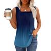 Tanktopp for kvinner Sommerantrekk Ermeløse Trykte Bluser Casual Løse Skjorter Plissert Firkantet Hals