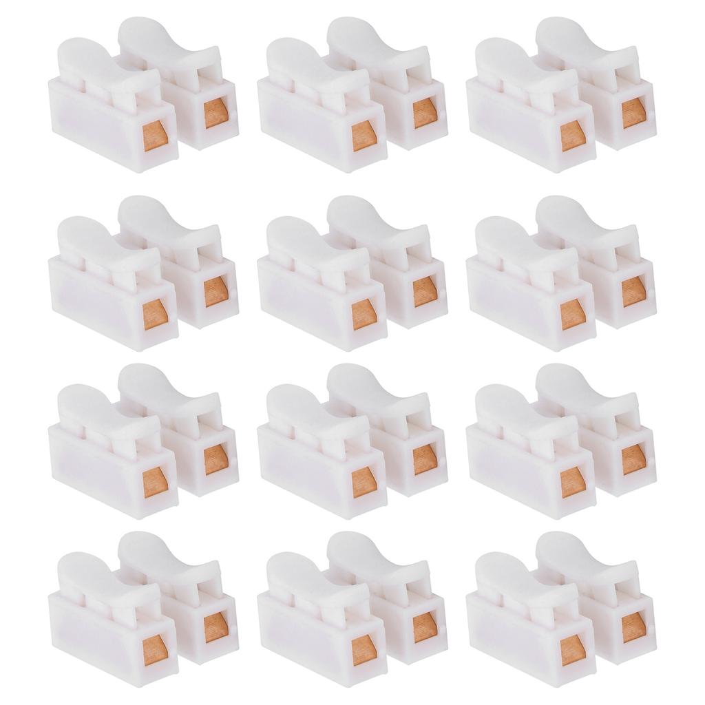 500Pcs 2 Pin Push Cable Connector Terminal Pure Brass Wire Quick Connect Clamp Parts CH2