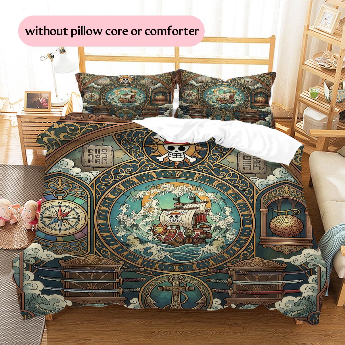 

One Piece elements Pattern Bedding Quilt Set Home Decoration Gift (1 * duvet cover + 2 * pillowcase without core) 135x200cm