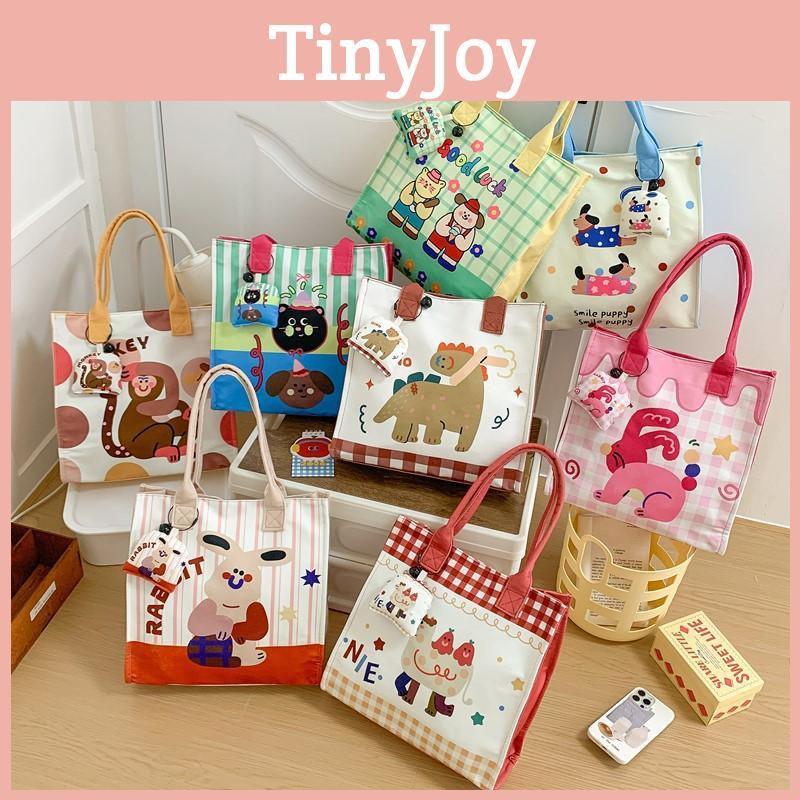 Cartoon Cat Dinosaur Animal Pattern Canvas Lunch Box Bag For Handbag Preschooler