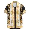 Herren Lässig Locker Kurzarm Ethno-Stil Vintage Print Button-Down T-Shirt