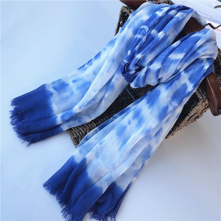 Modal Schal Batik Blaufärbe-Serie Temperament Schal Sommerausflug Sonnenschutz Sonnencreme Strandtuch