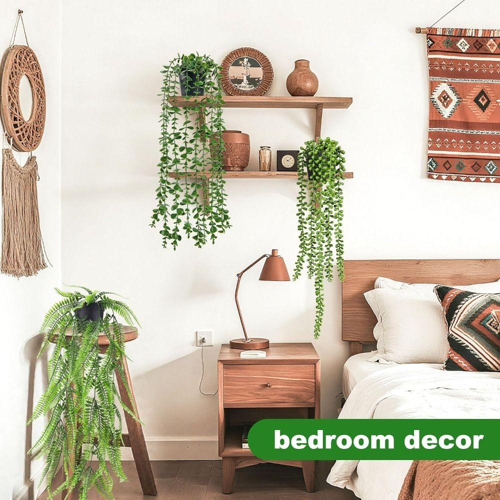 Plastic Material Hanging Vine With Basin Simulation Flower New Persian Fern Leaves  Christmas Tree