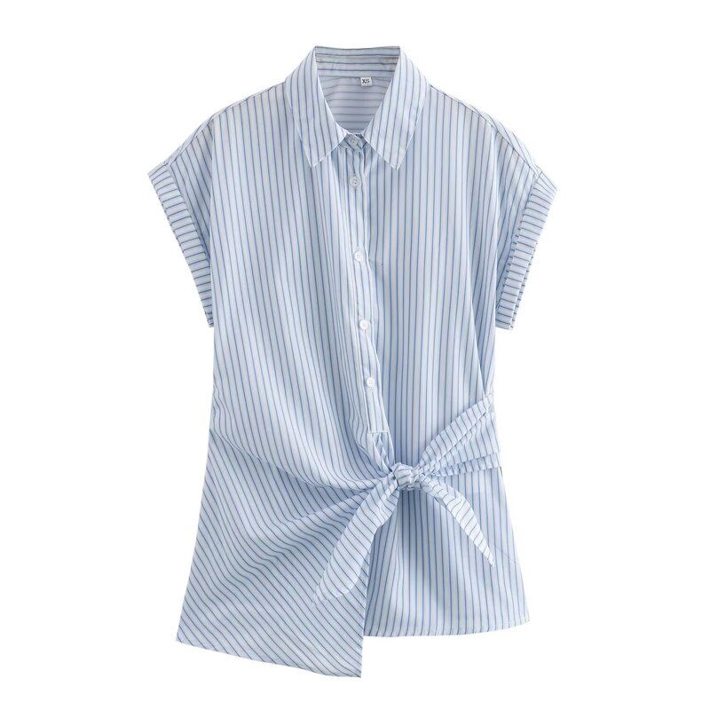 

Fashion Style 2024 Summer New Arrival Women s Stylish Slim Looking Easiest for Match Bow Tie Detail Poplin Shirt 9479048 Light Blue XS