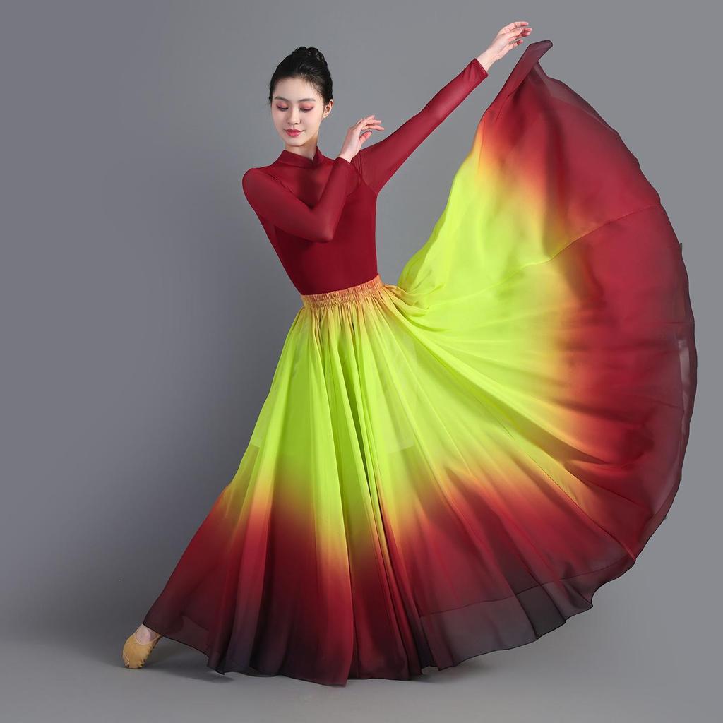 Gonna Lunga Fluida a 720 Gradi Gonna da Danza del Ventre Gradiente Costume da Ballo Classico per Donna Gonna Solare