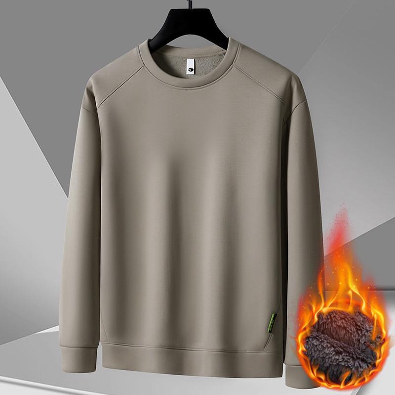 Men's Raglan Hoodie: Casual Round Neck, Long Sleeve, Plus Velvet, Thickened Base Layer for Spring, Autumn, and Winter.