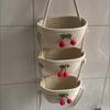 Farmhouse 3-Tier Hanging Basket. Hand-Woven Wall & Desk Storage. Detachable Rope. Perfect Home Organizer, Stylish Room Decor.