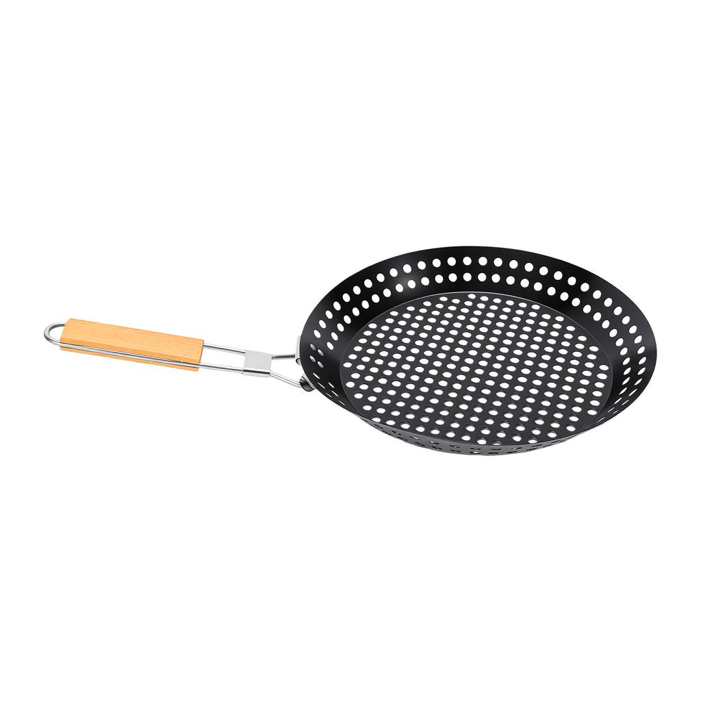 Grilling Skillet Stainless Steel Round Shape Foldable Vegetable Grill Basket for Camping Commercial
