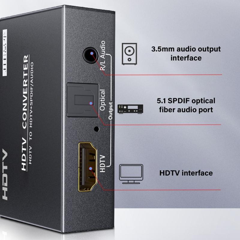 HDTV Sound Splitter 4K@60Hz With Optical SPDIF 3.5mm Port For Digital Sound TV Gaming Consoles Speaker Connection