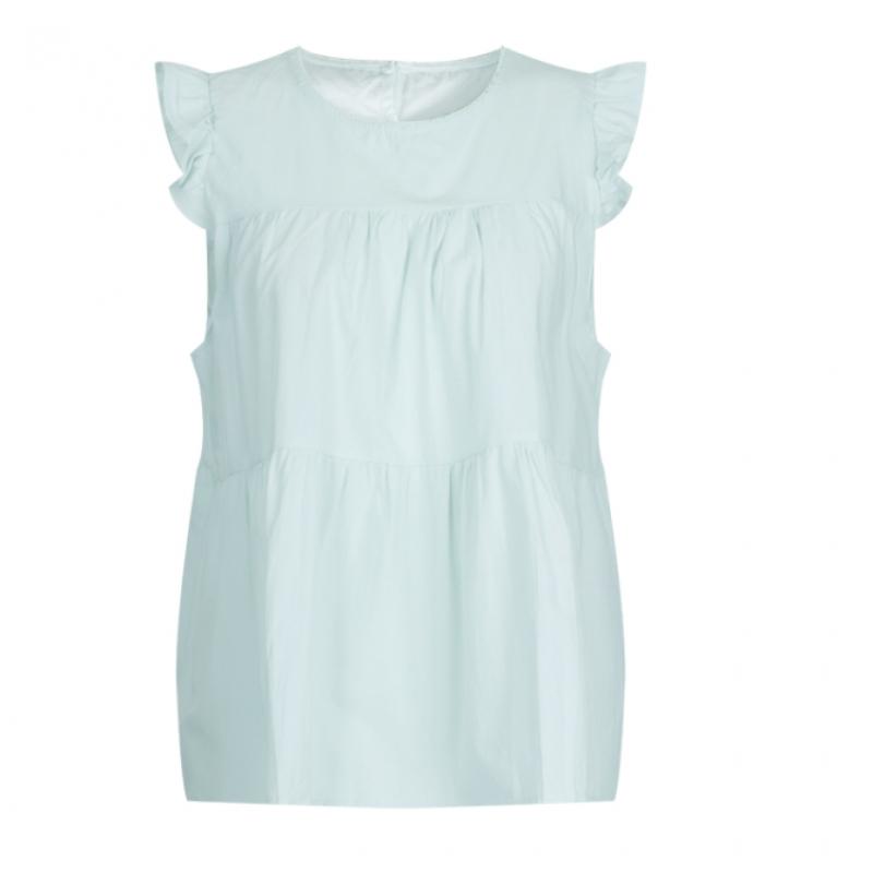 Shop   Women Sleeveless Summer Shirring Puff Layered Blouse White Naru Wbl 21296