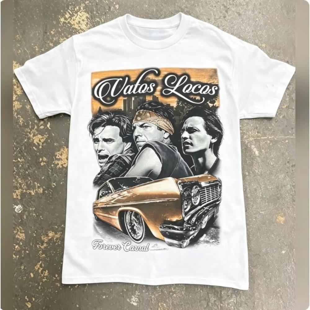 Vatos Locos Film Grafik T-Shirt Herren Damen 90er Chicano Kultur Fan Lässige Streetwear Kurzarm T-Shirt