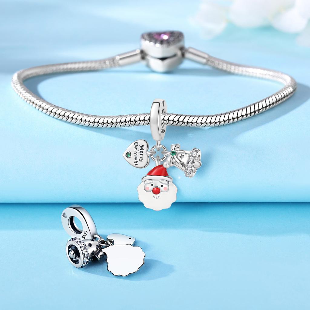 Copper Santa Claus Pendant Bracelet Beads Fit Bangle Ideal For Women Jewellery Party Fine Christmas Gifts Diy Accessories
