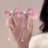 Elegant Pearl Bow Tassel Hair Clip Solid Velvet Hair Claw Children Princess Best Hairpins New Fashion Beauty Hair Accessories