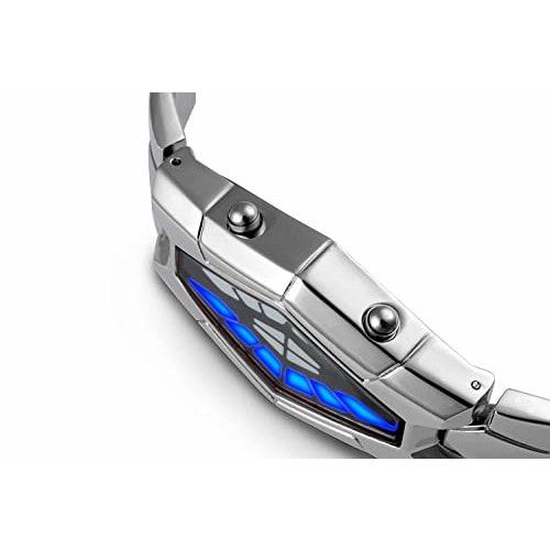 FANMIS Creative Fashion Blue LED Binary Digital Watch for Men, Stainless Steel with Silver Waterproof LED Backlight Bracelet, Silver, LED Binary Watch