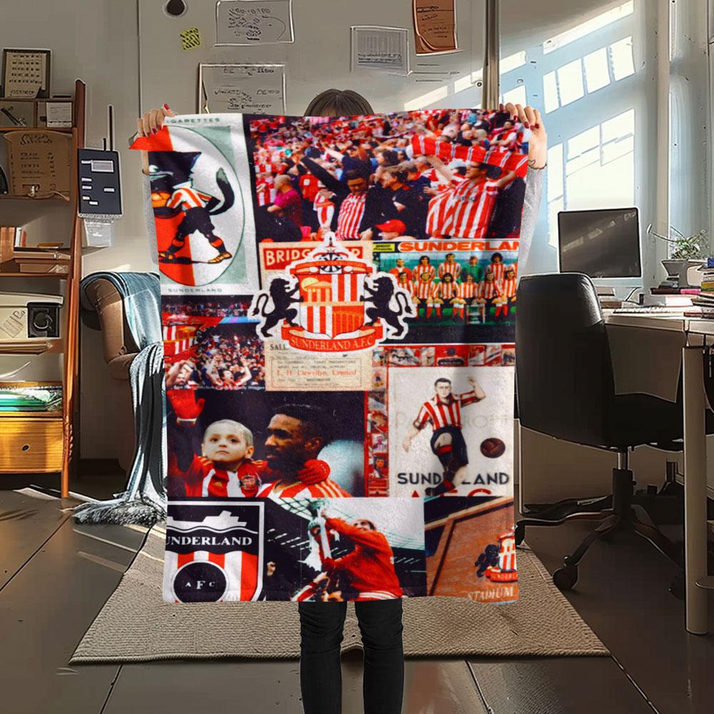 Sunderland Printed Flannel Blanket, Soft Throw for Bedroom Sofa, Washable, Fan Merchandise, Great Gift.