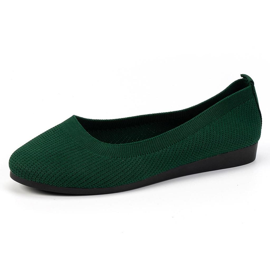 Women's Casual Round Toe Slip-On Knit Flats: New Color, Breathable, Hollow Design
