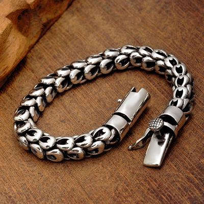 HX Europeu e Americano Moda Luz Pulseira de Luxo Moda Masculina Personalidade Grossa Escama de Dragão Retro Jóias Presente de Aniversário