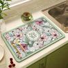 Flower Print Draining Mat Super Absorbent Drain Pad Table Mat Dish Drying Mat  Table Decor