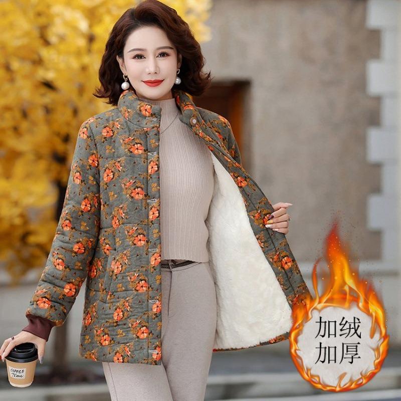 

Зима осень и зима бархатная утепленная куртка утолщенная новая цветочная куртка свободная утепленная одежда теплая утепленная одежда женская 5XL [Recommended 150-80 kg]