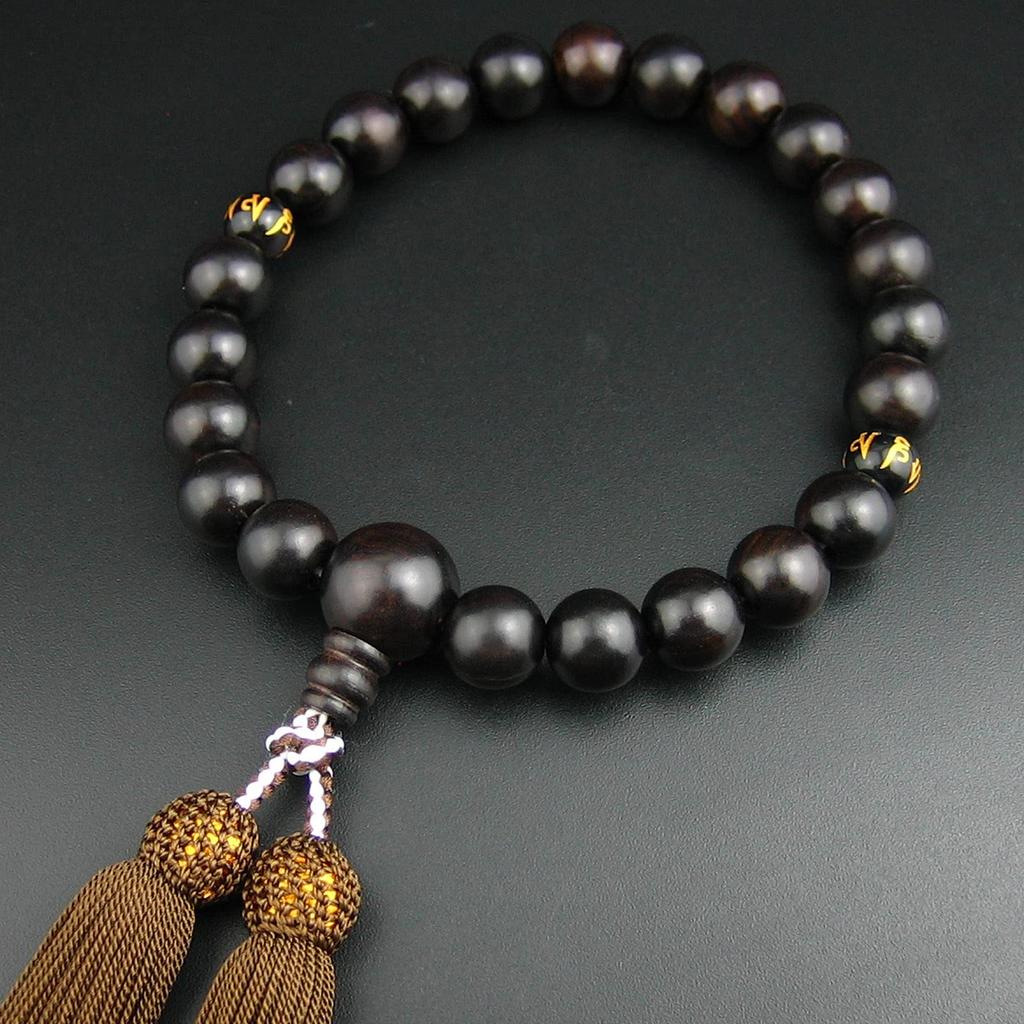 Myorenka Prayer Beads for Men Ebony Tentama Onyx Mantra Sanskrit Carving Prayer Beads Included For Memorial and Funerals Suitable for All Sects Prayer