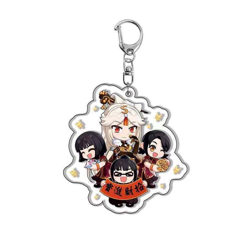 Genshin Acrylic Keychain Sweet Rain Walnut Monster Cartoon Pattern Anime Pendant